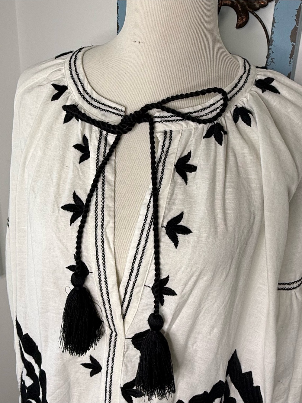 Zara Embroidered Black and White Maxi Dress - Picture 8 of 10